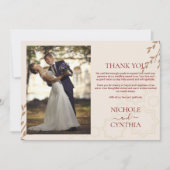 Carte De Remerciements Mariage Boho Orange Brûlé en terre cuite moderne (Devant)