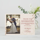 Carte De Remerciements Mariage Boho Orange Brûlé en terre cuite moderne (Debout devant)