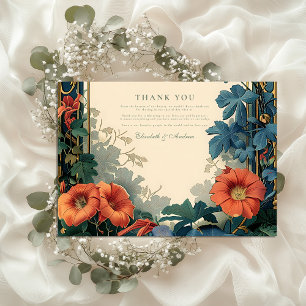Carte De Remerciements Mariage Botanique Art Nouveau – Cadre Élégant