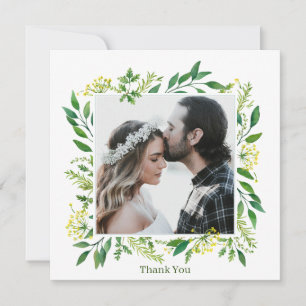 Carte De Remerciements Mariage botanique aux herbes de couleur vert print