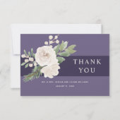 Carte De Remerciements Mariage botanique blanc hivernal violet (Devant)