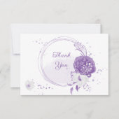 Carte De Remerciements mariage botanique blanc romantique violet (Devant)