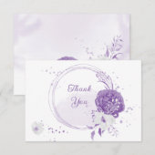 Carte De Remerciements mariage botanique blanc romantique violet (Devant / Derrière)