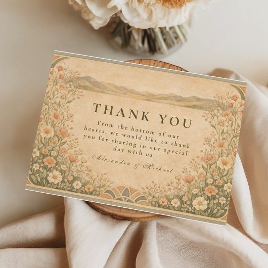 Carte De Remerciements Mariage botanique bohème dans le désert