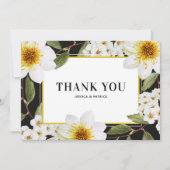 Carte De Remerciements Mariage botanique de Dahlia blanc et Spirea (Devant)