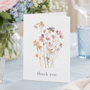 Carte De Remerciements Mariage botanique de fleurs sauvages pressées Bohè