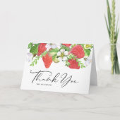 Carte De Remerciements Mariage botanique de fraises d'aquarelle (Devant)