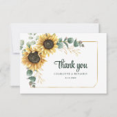 Carte De Remerciements Mariage botanique de tournesol d'aquarelle (Devant)