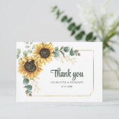 Carte De Remerciements Mariage botanique de tournesol d'aquarelle (Debout devant)