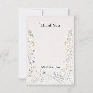 Carte De Remerciements Mariage Botanique Fleur Sauvage Délicate