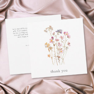 Carte De Remerciements Mariage Botanique Fleur Sauvage Pressée Bohème Min