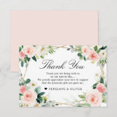 Carte De Remerciements Mariage botanique géométrique rose pâle (Devant / Derrière)