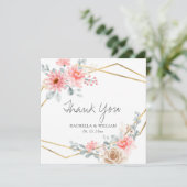 Carte De Remerciements Mariage botanique géométrique rose pâle (Debout devant)