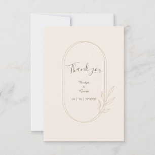 Carte De Remerciements Mariage botanique minimal scandi doré