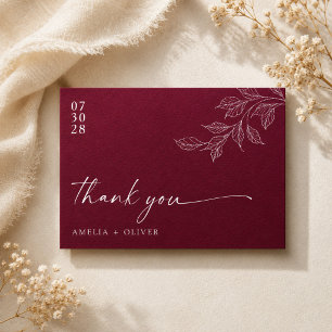 Carte De Remerciements Mariage Botanique Minimaliste en Bourgogne