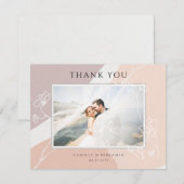 Carte De Remerciements Mariage botanique moderne à fleurs de brush (Devant / Derrière)