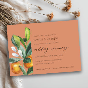 Carte De Remerciements Mariage Botanique Orange Citrus Rust Inviter