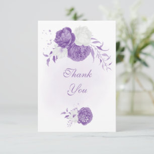 Carte De Remerciements mariage botanique romantique blanc violet