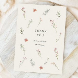Carte De Remerciements Mariage Botanique Romantique Fleurs de Prairie