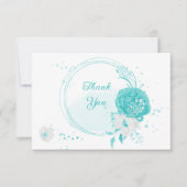 Carte De Remerciements mariage botanique romantique turquoise (Devant)