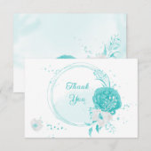 Carte De Remerciements mariage botanique romantique turquoise (Devant / Derrière)