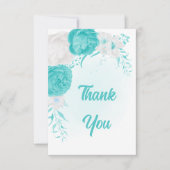 Carte De Remerciements mariage botanique romantique turquoise (Devant)