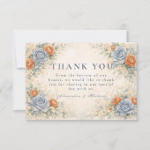 Carte De Remerciements Mariage Botanique Rose Bleue (Devant)