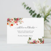 Carte De Remerciements Mariage botanique rose vif (Debout devant)