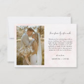 Carte De Remerciements Mariage botanique rustique simple (Dos)