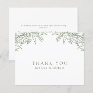 Carte De Remerciements Mariage botanique Sage Green simple main