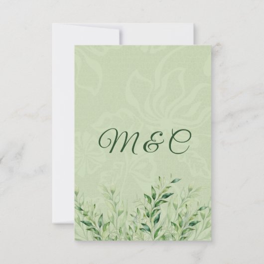 Carte De Remerciements Mariage Botanique Vert Élégant (Dos)