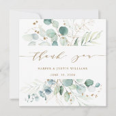 Carte De Remerciements Mariage botanique vert et or Photo (Devant)