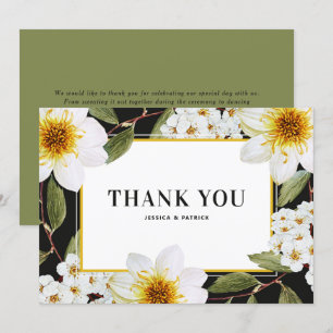 Carte De Remerciements Mariage botanique White Dahlia et Spirea