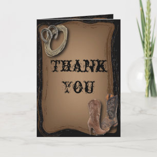 Carte De Remerciements mariage bottes de cow-boy western se marier