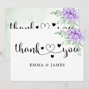 Carte De Remerciements Mariage Bouquet de fleurs violettes