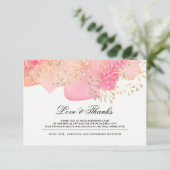 Carte De Remerciements Mariage Branches rose (Debout devant)