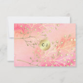 Carte De Remerciements Mariage Branches rose (Dos)