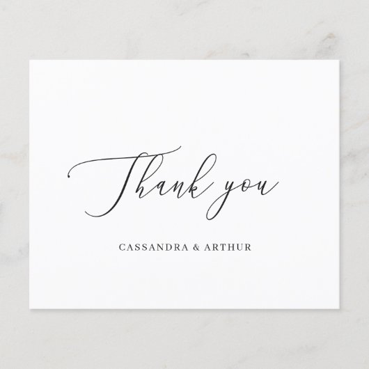 Carte de remerciements Mariage budget simple et él (Devant)