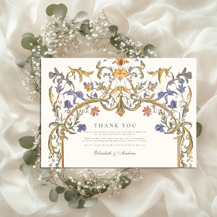 Carte De Remerciements Mariage Cadre Floral Élégant de Style Victorien