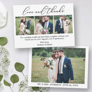 Carte De Remerciements Mariage Calligraphie Amour Moderne Minimaliste 4 P