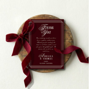 Carte De Remerciements Mariage calligraphié en Bourgogne luxueux