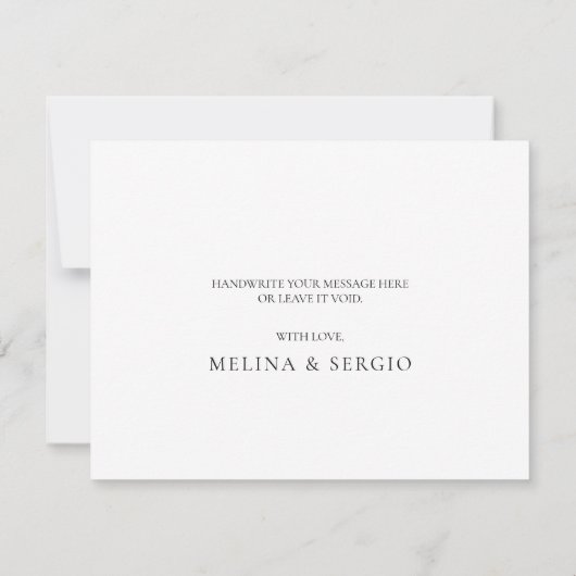 Carte De Remerciements Mariage Calligraphie Eucalyptus Vert Doré  (Dos)