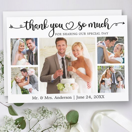Carte De Remerciements Mariage Calligraphie Script Coeur 5 Photo