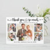 Carte De Remerciements Mariage Calligraphie Script Coeur 5 Photo (Debout devant)