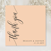 Carte De Remerciements Mariage Calligraphie Script Pêche Douce