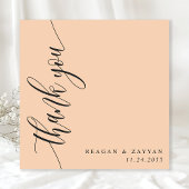 Carte De Remerciements Mariage Calligraphie Script Pêche Douce
