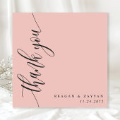 Carte De Remerciements Mariage Calligraphie Script Rose Corail Doux