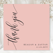 Carte De Remerciements Mariage Calligraphie Script Rose Corail Doux