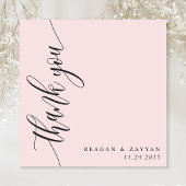Carte De Remerciements Mariage Calligraphie Script Rose Pâle