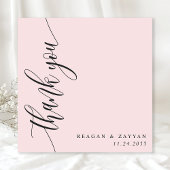 Carte De Remerciements Mariage Calligraphie Script Rose Pâle